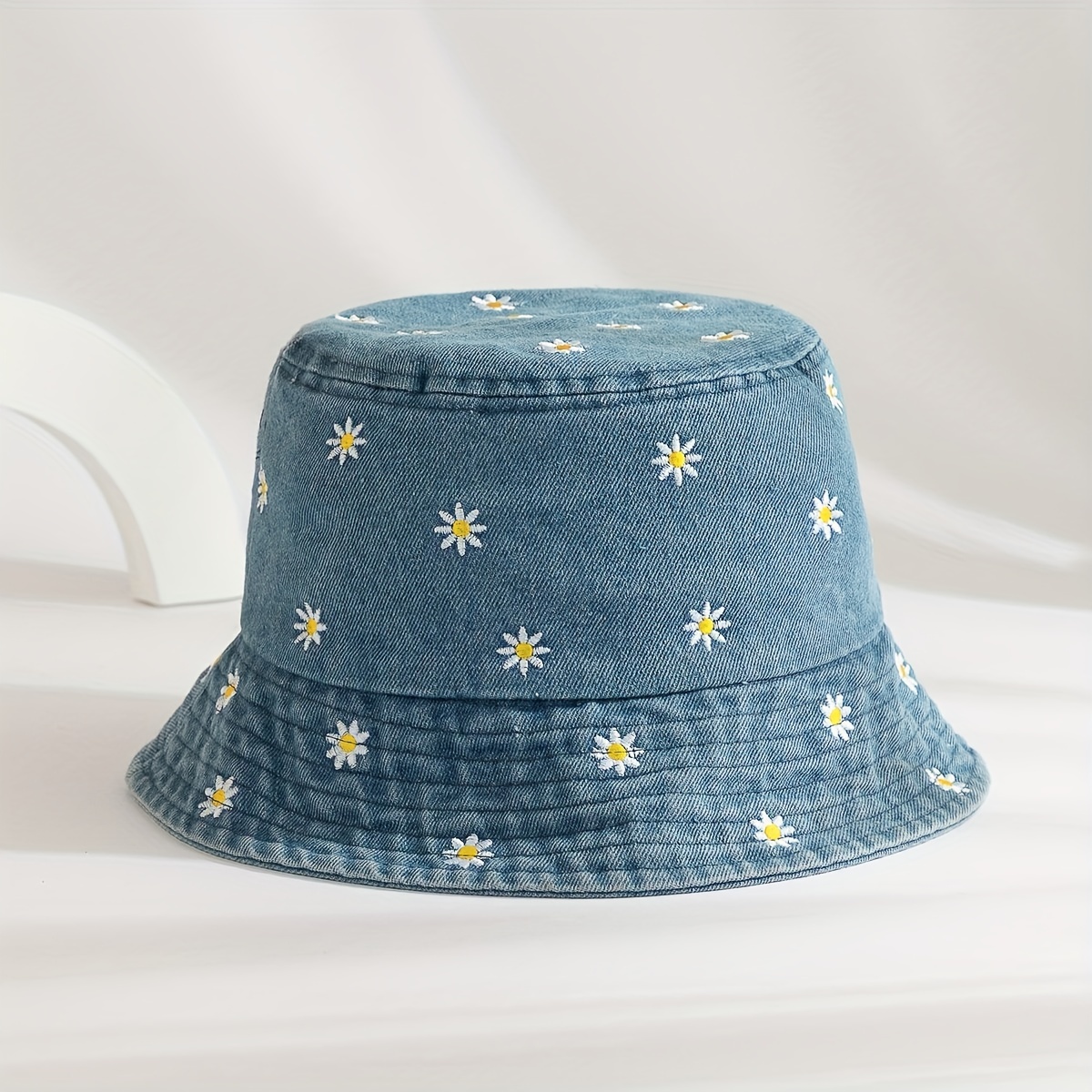 Classic Blue Denim Bucket Hat Trendy Washed Distressed Casual Basin Hats  Breathable Fisherman For Women - Temu