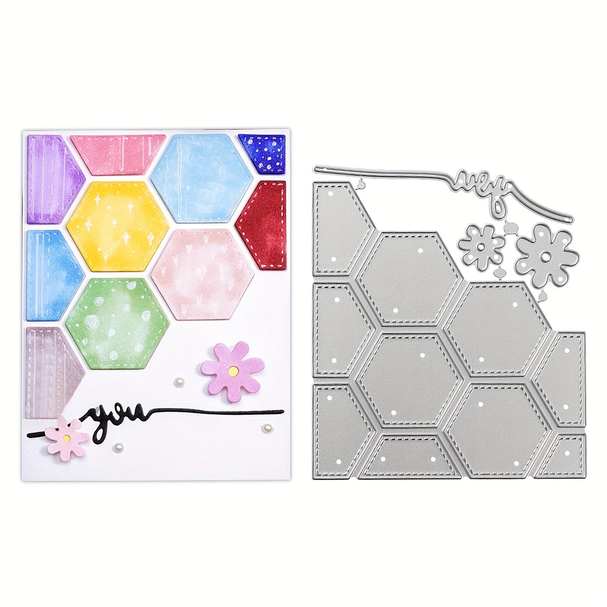 

2024 New Greeting Card Making Stamp Die Set, Patchwork Hexagonal Border Plate, Diy Metal Cutting, Scrapbook Paper Crafting, Embossing Tool, Diy Scrapbooking For All Holidays And All Seasons!