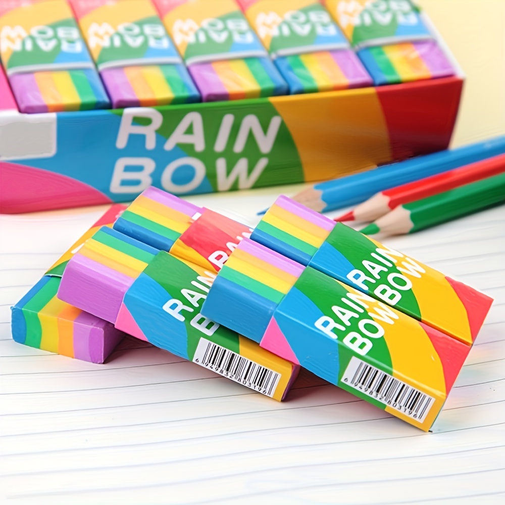 Pencil Eraser Stationery Rainbow Eraser Soft 2b Eraser - Temu