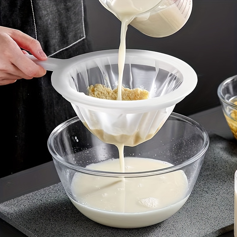 Colador de malla de nailon ultrafino para cocina, 2 uds., cuchara de filtro  de tamiz de plástico para leche de soja, café, leche, yogur, jugo de kéfir  (malla 100)