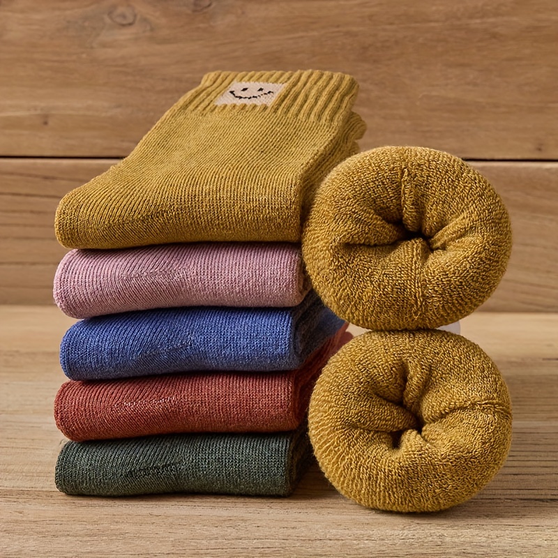 5 pares de calcetines de algodón grueso para hombre, térmicos, suaves,  cálidos, cómodos, 5 colores
