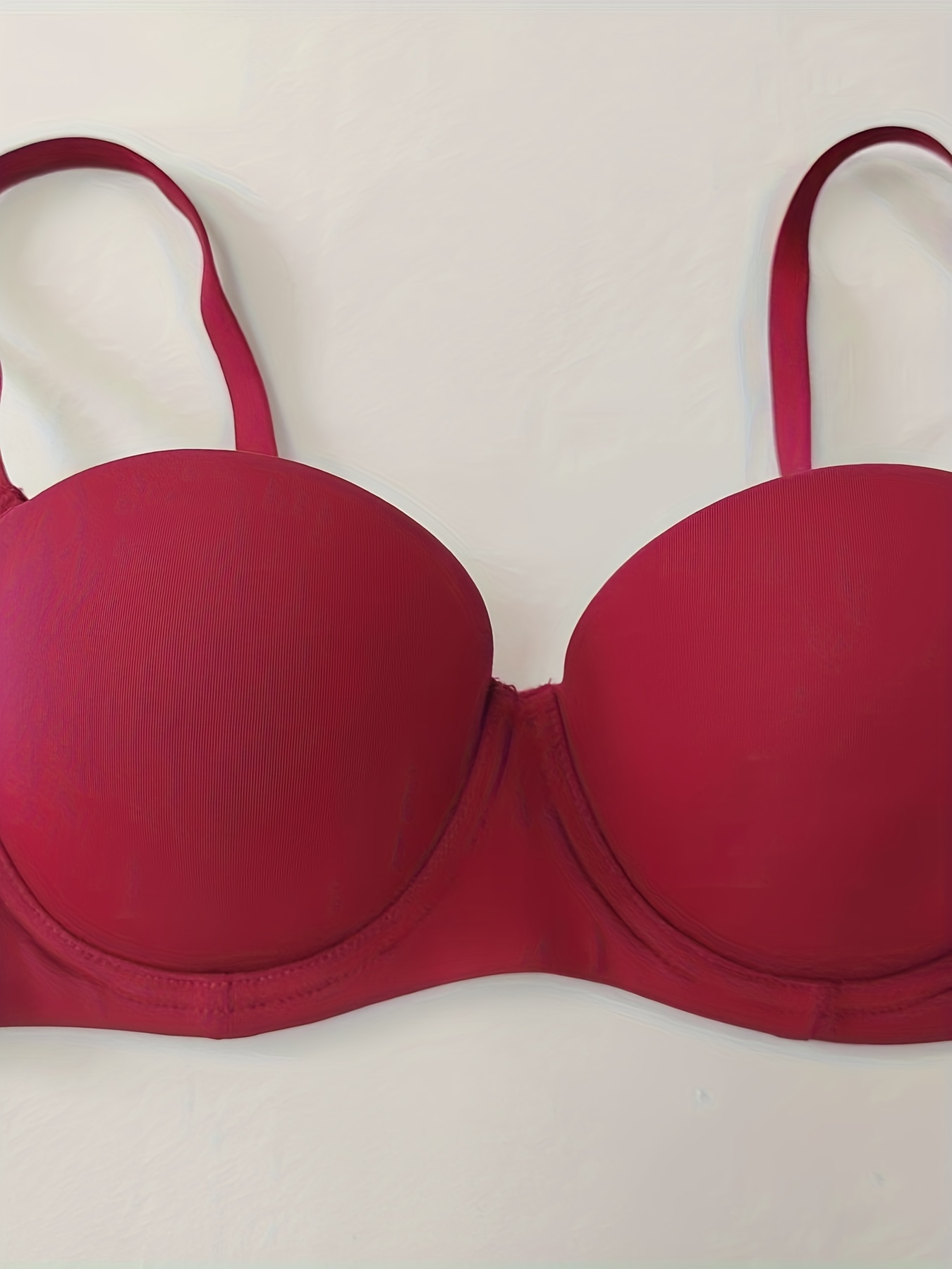 Simple Solid Balconette Bra Removable Strap Half Cup - Temu Germany