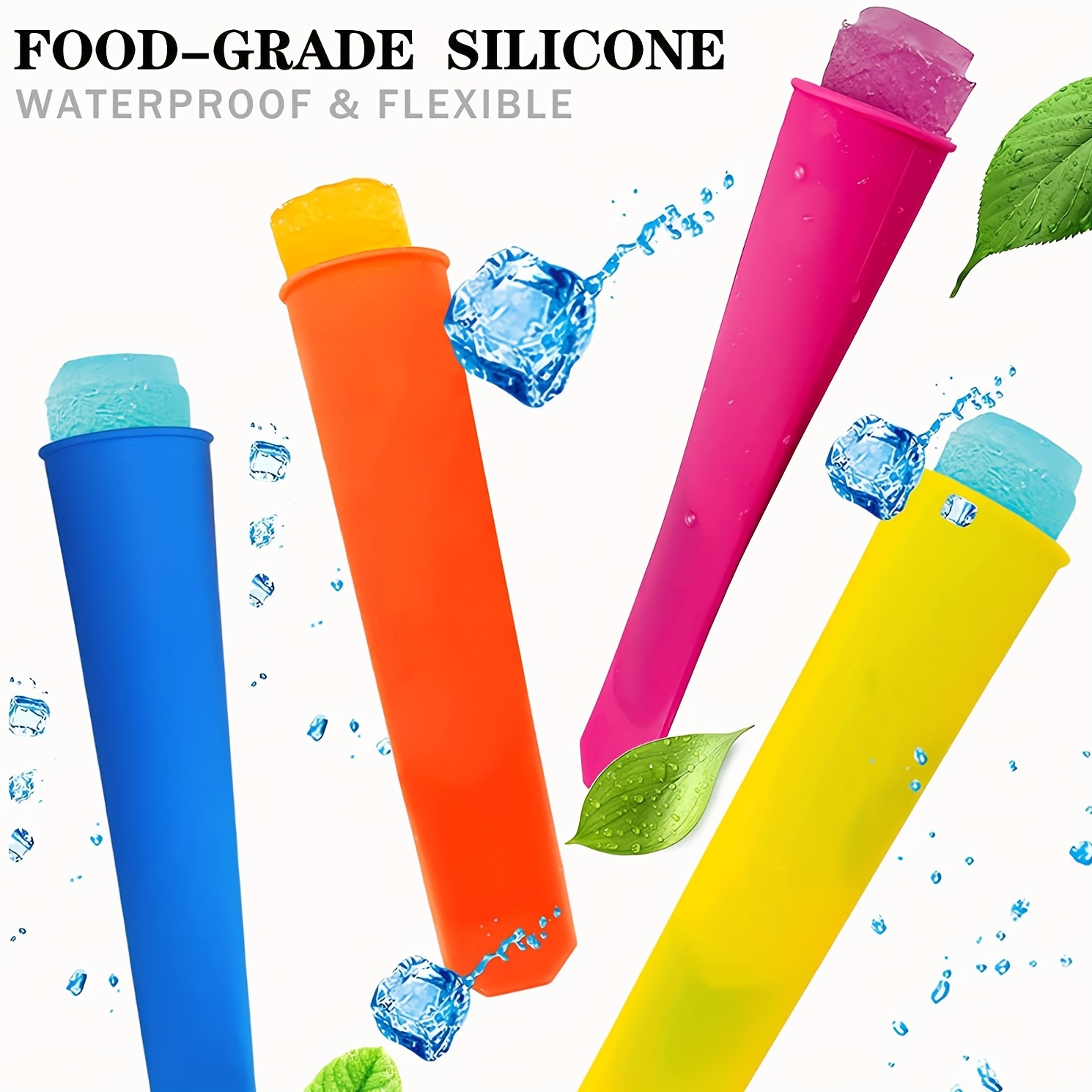 Silicone Popsicle Molds, 4 Pack Ice Cream Mold Reusable Soft