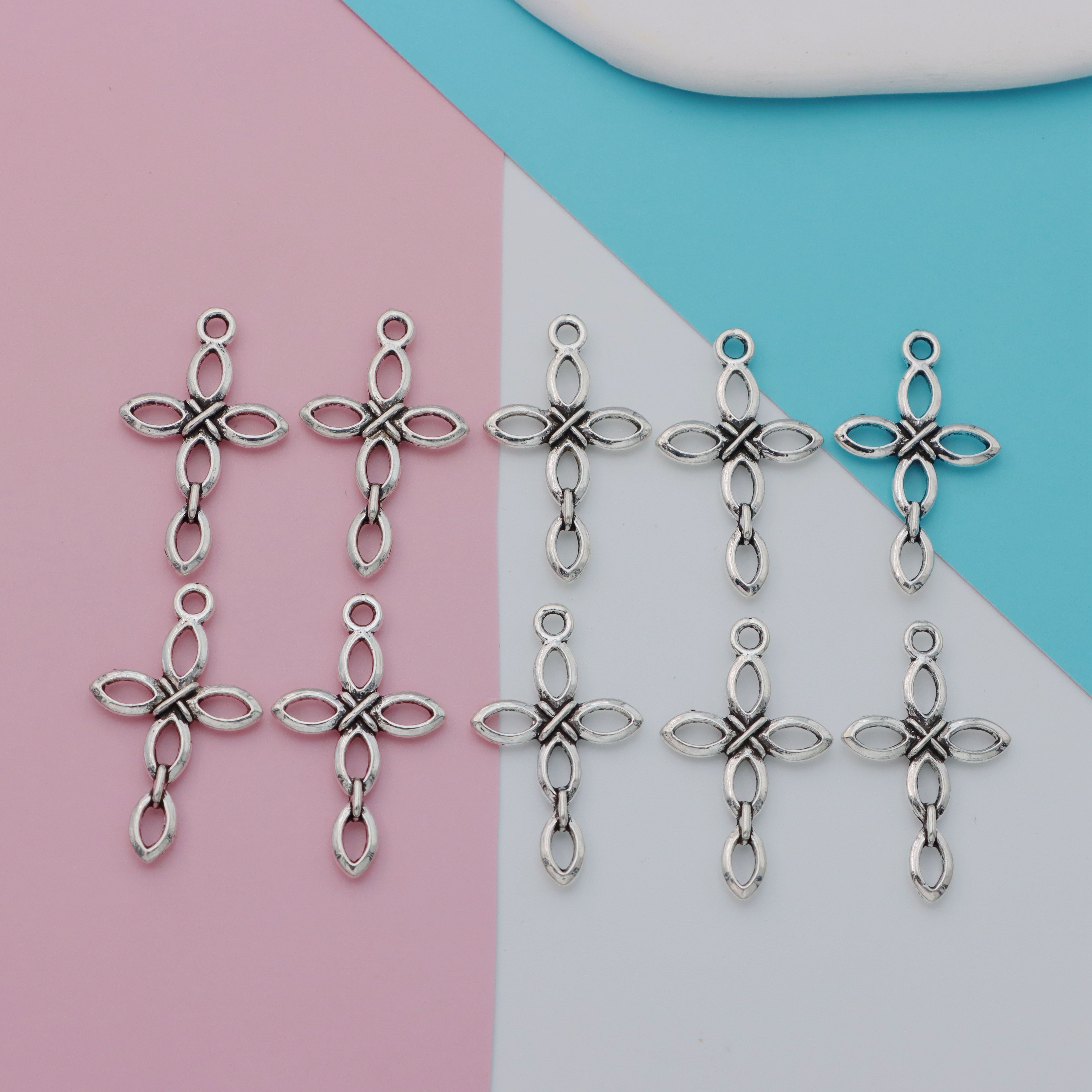 Religious Cross Heart Charms | Jewelry Making Supplies