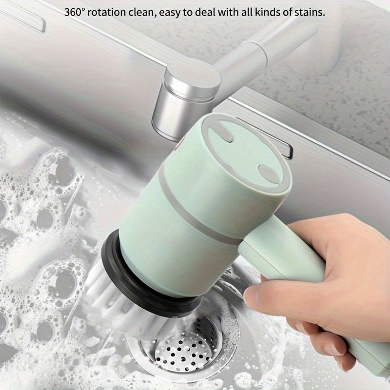 Escobilla de inodoro automática y soporte, cepillo giratorio eléctrico,  limpiador de baño de potencia 360, cepillo de limpieza de inodoro