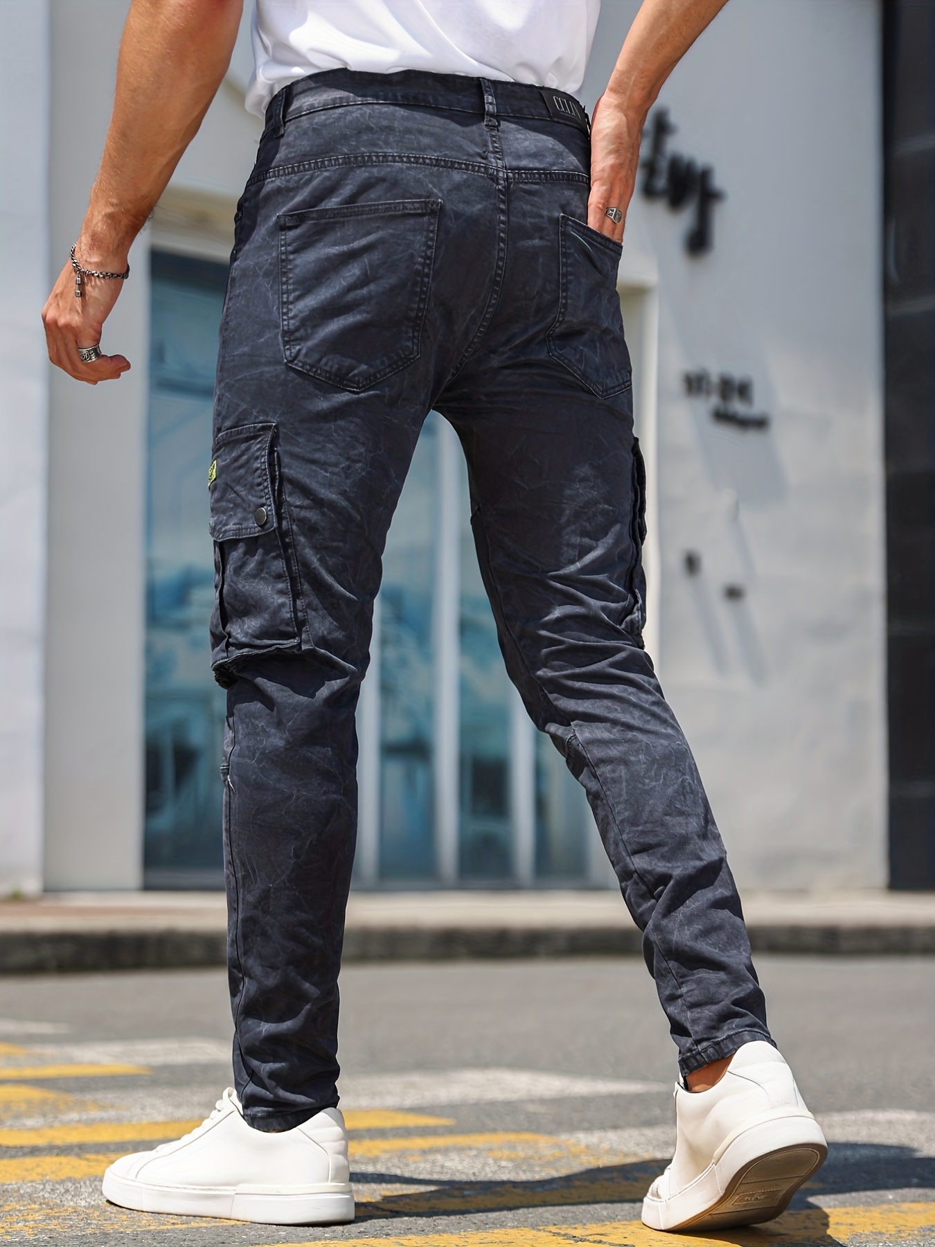 Slim Fit Cargo Jeans Mens Casual Street Style Flap Pocket Tie Dye Pattern  Slightly Stretch Denim Pants For Spring Fall - Men's Clothing - Temu Belgium