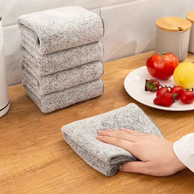 Bamboo Charcoal Dish Towel, Microfiber Dish Cloth, Household