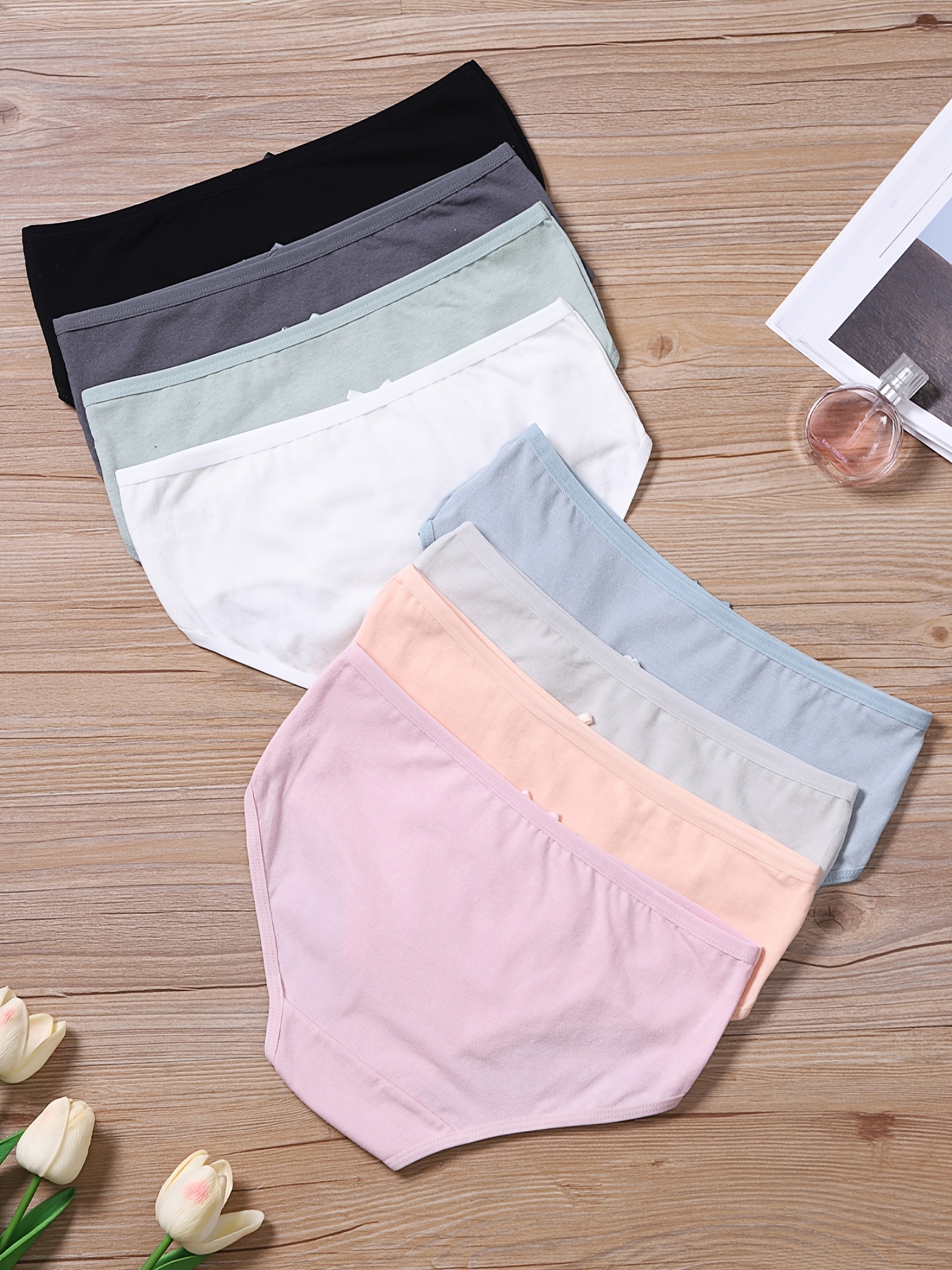 Soft Pastel Pants Pack Waist Briefs Women's Underwear - Temu