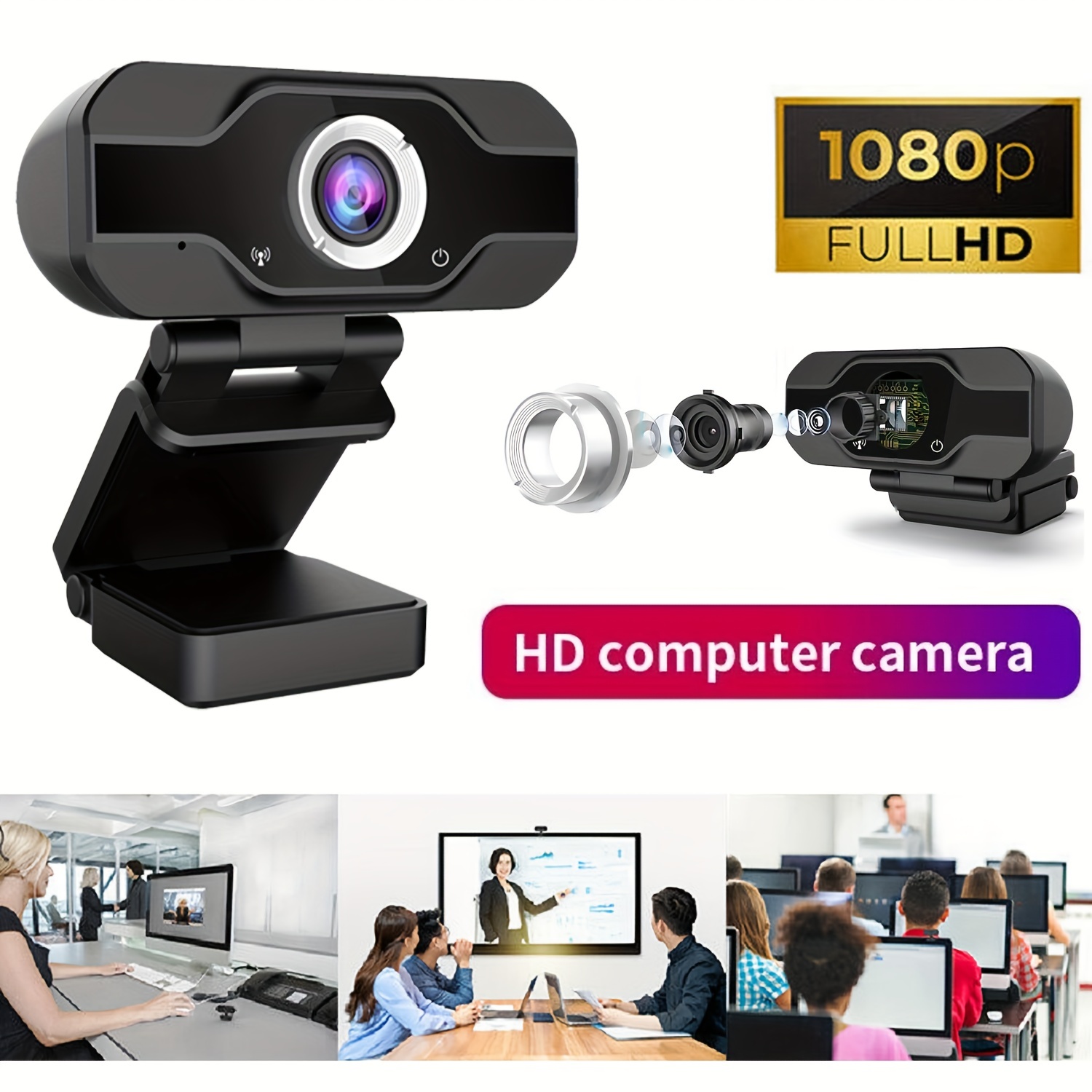 Webcam Microphone Full Hd 4k Manual Focusing Usb Webcam - Temu