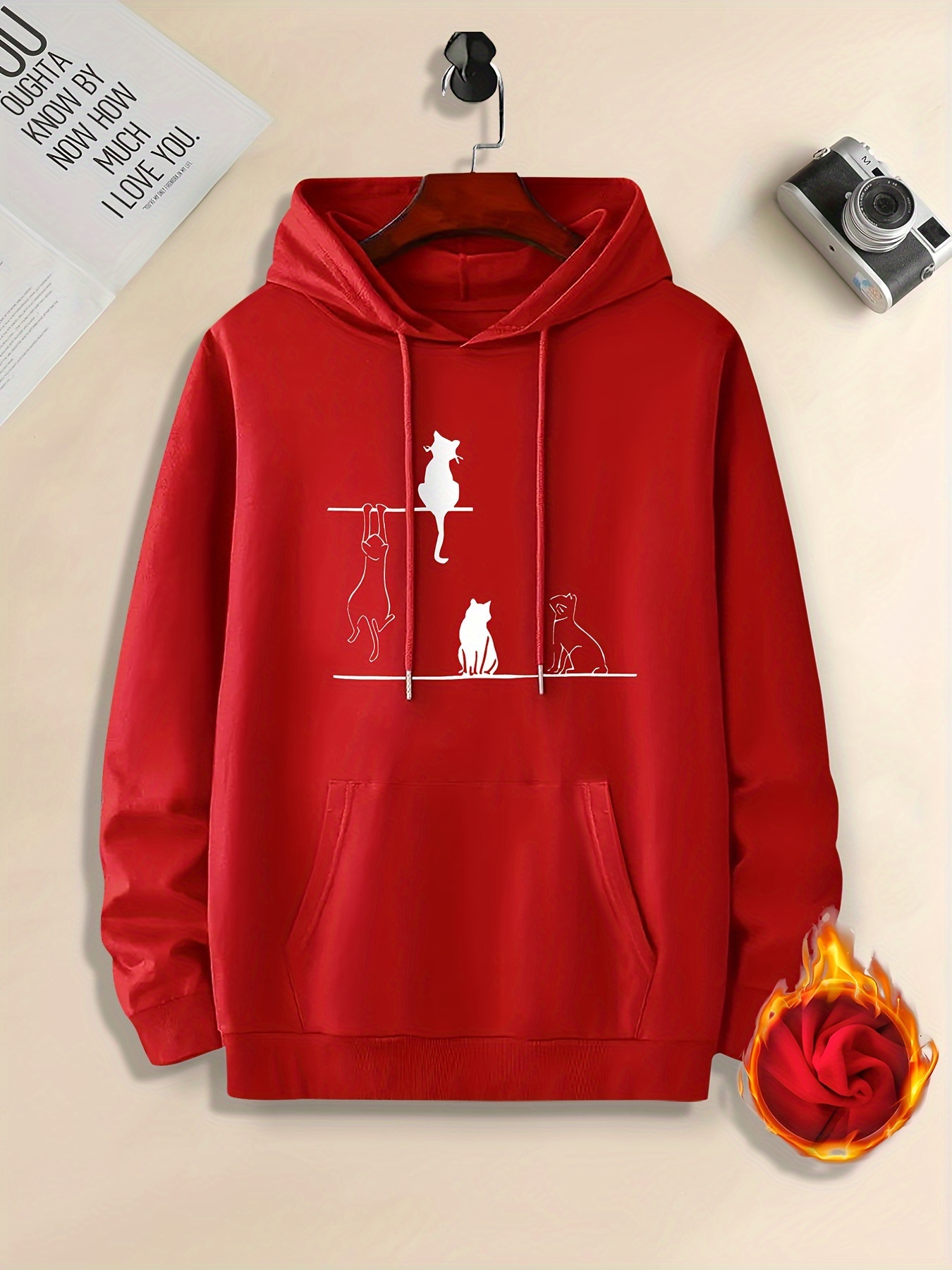 Hoodie - Bright red - Men