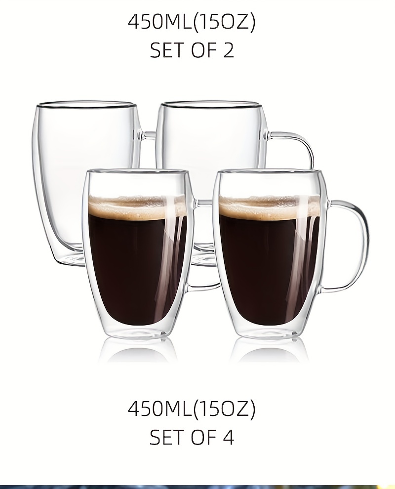 Double Glass Insulated Coffee Mug With Handle, Clear Borosilicate Glass  Coffee Mug For Cappuccino, Coffee, Tea, Juice. Perfect For Thanksgiving,  Christmas, Birthday Parties, Family Dinners. For Hotels,restaurant&kebab  Restaurant - Temu