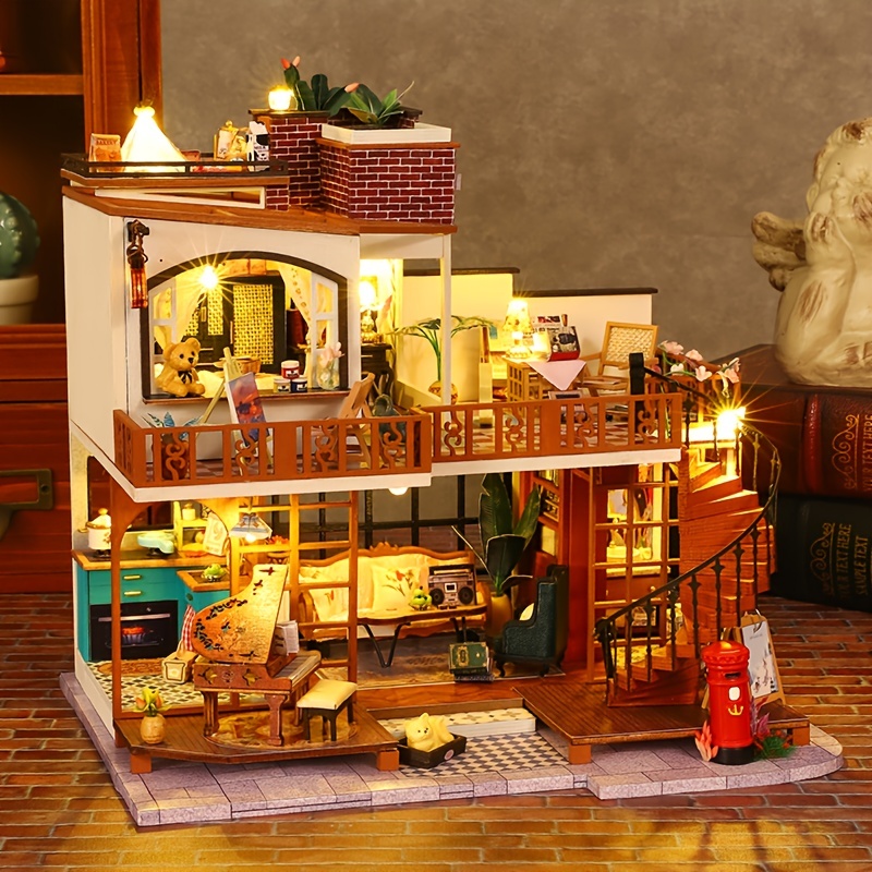 Doll Houses Diy Miniature Wooden Furniture Kit,handmade Doll House