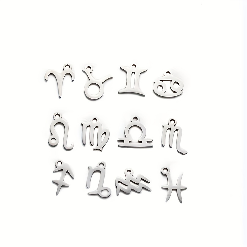 Lot Stainless Steel 12 Constellation Charms Star Zodiac Sign - Temu