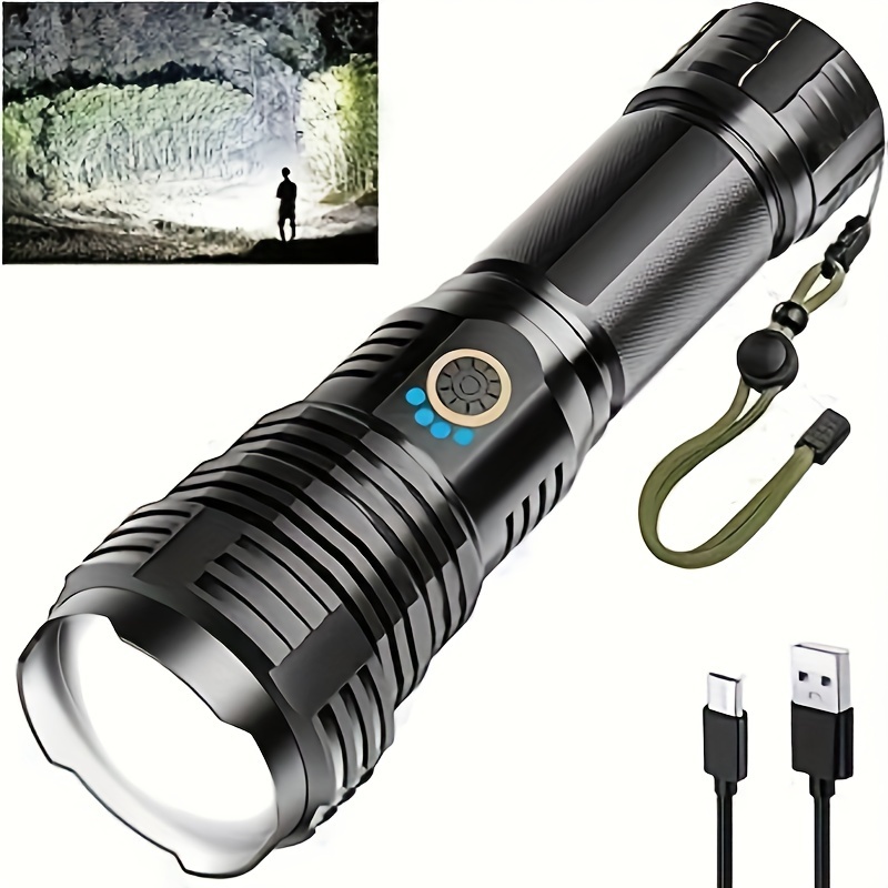 Relybo Flashlights High Lumens Rechargeable, LED Flashlight Super Bright  250000 Lumens XHP70.2, High Power Tactical Flashlight Powerful, Handheld Flash  Light for Camping, Hiking, Emergency 