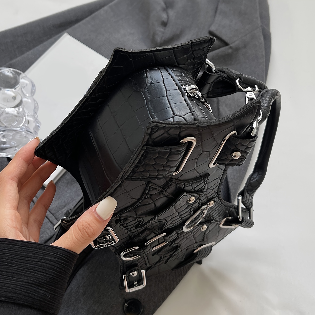 ゴシックバット 型ショルダーバッグ ロックスチームパンク