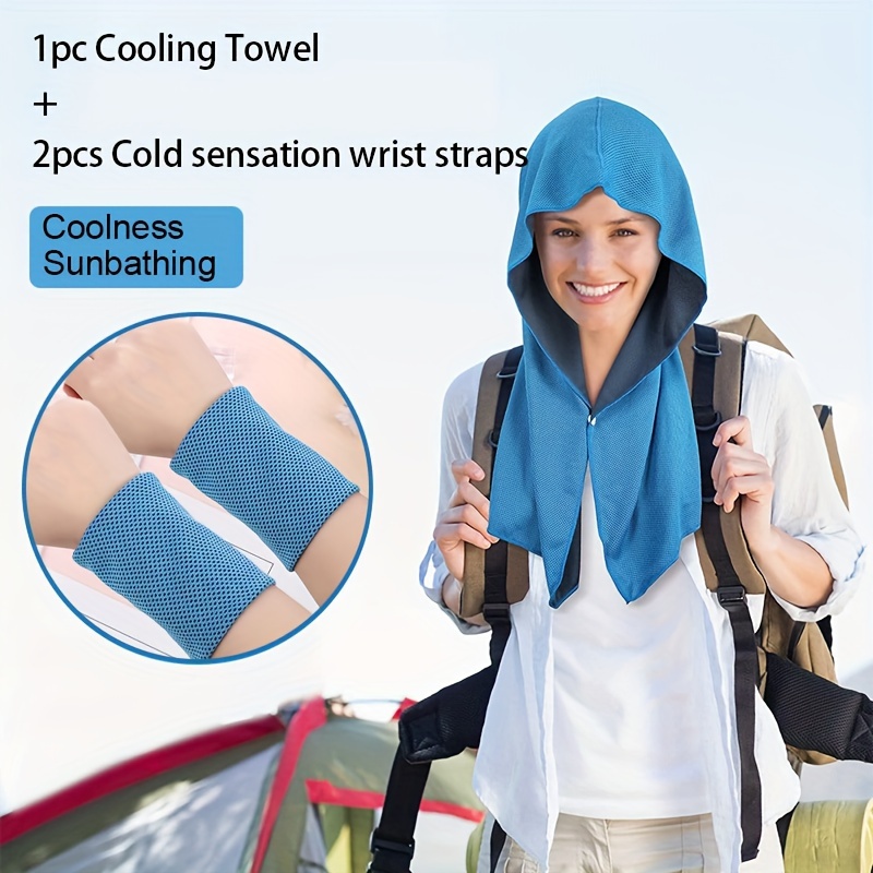Sports Cooling Hoodie Towel Button + 2 Protective Wrist - Temu