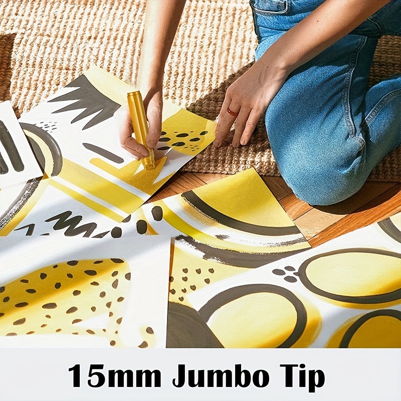 Paint Markers - Jumbo Permanent Markers - 1.5cm/ 0.59inch Brush Wide Tip  Large Acrylic Paint Pens Quick Drying Ink For Tagging, Signs, Outdoor  Paintin