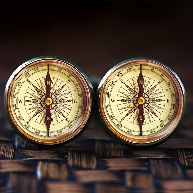 Retro Punk Style Compass Cufflinks For Men