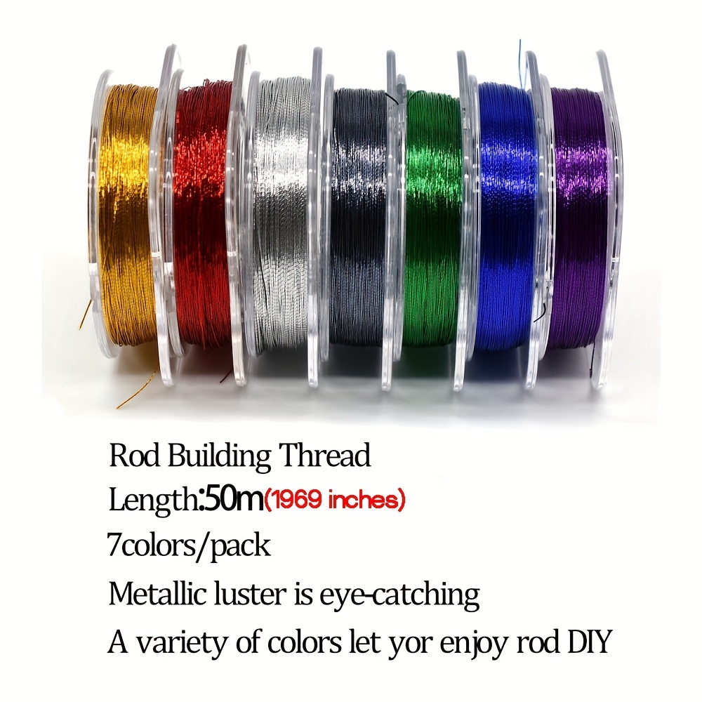 3pcs Nylon Whipping Wrapping Thread Line for Fishing Rod Guides Ring Blue &  Silver & Red