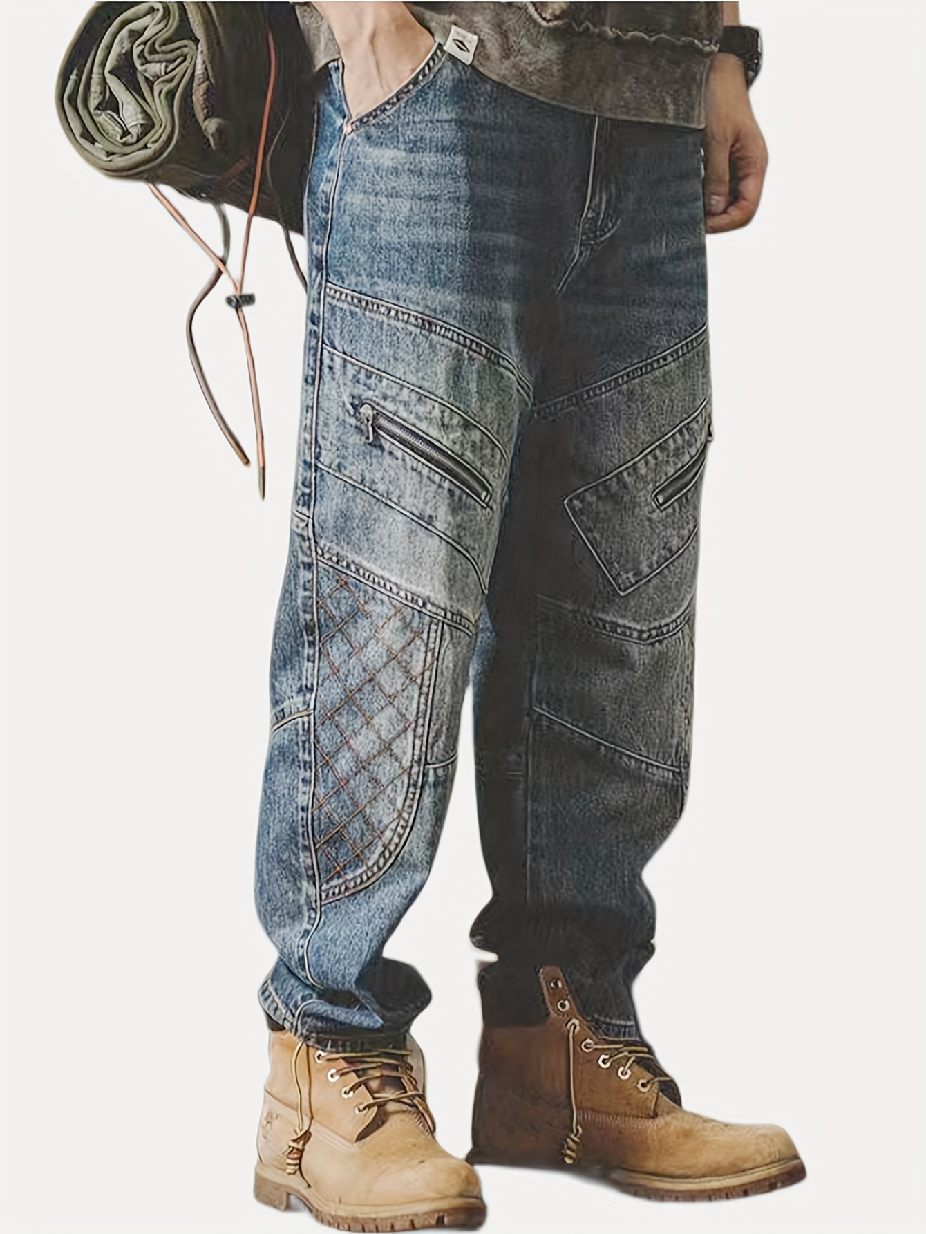 Savage Slim-Fit Straight-Leg Patchwork Jeans