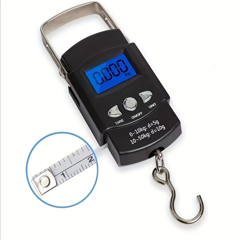 Digital Fishing Scale with Lip Gripper,Tape and Ruler,110lb/50kg Postal  Hanging Luggage Scale with Hook，Waterproof Handing Scale - AliExpress