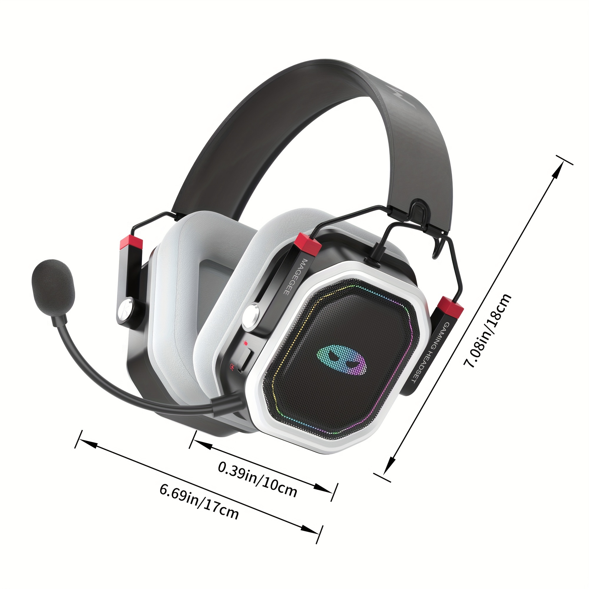 Magegee Over ear Gaming Headset Auriculares Cable Micrófono - Temu