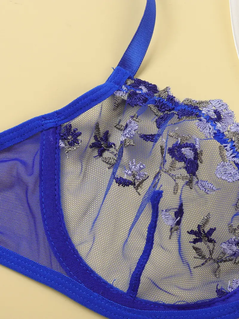 floral embroidery lingerie set mesh unlined bra thong womens sexy lingerie underwear details 31