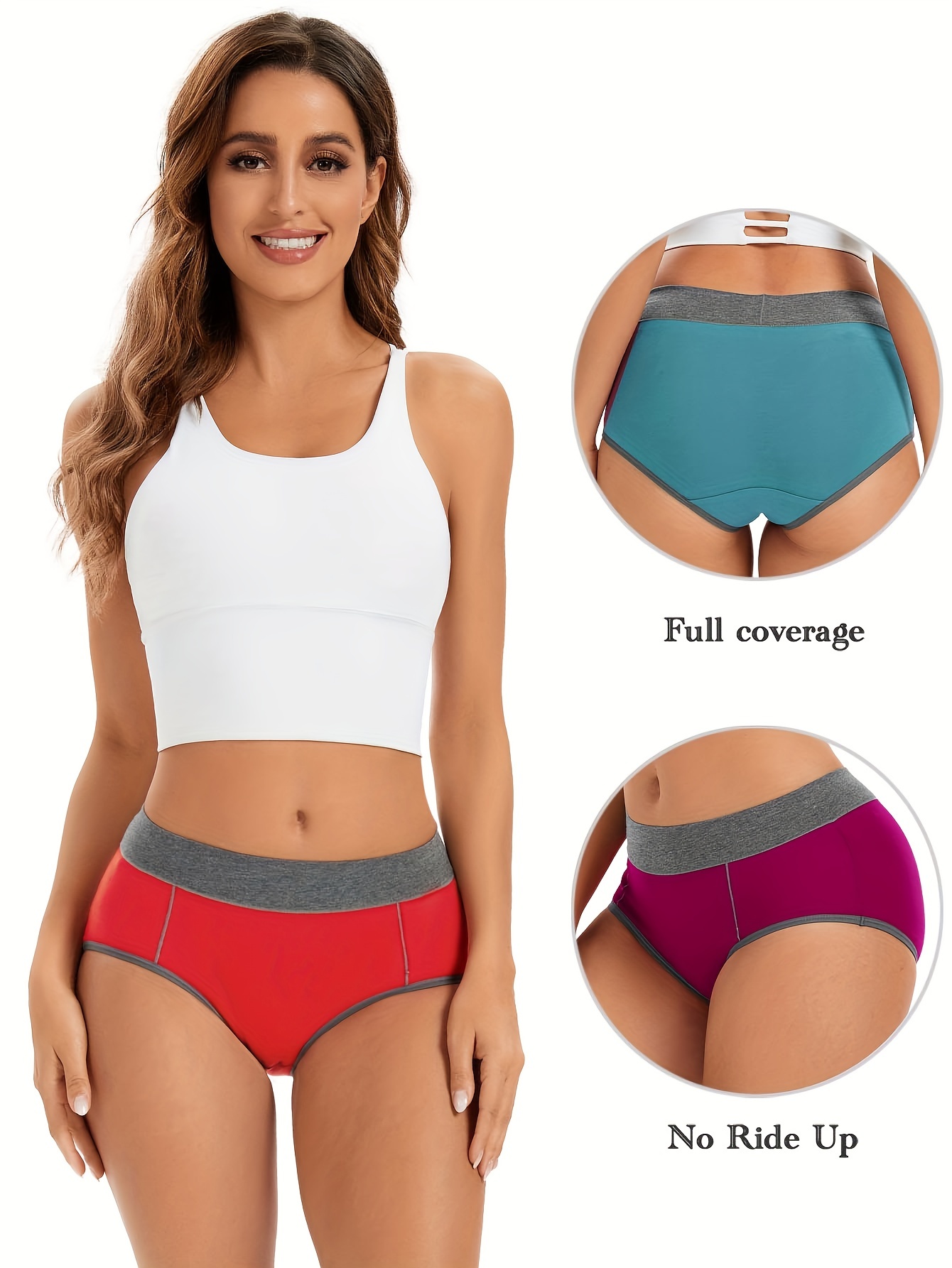 Womens Underwear, High Waisted Double-Layer Waistband No Ride Up