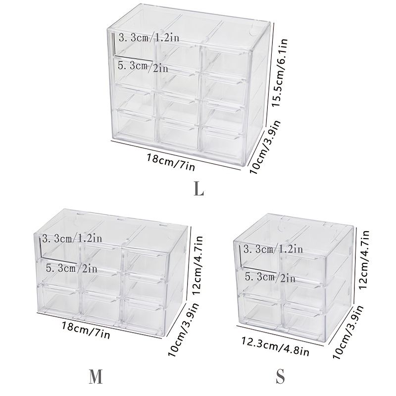 1pc PS Drawer Storage Box, Casual Clear Multi-grid Desk Drawer