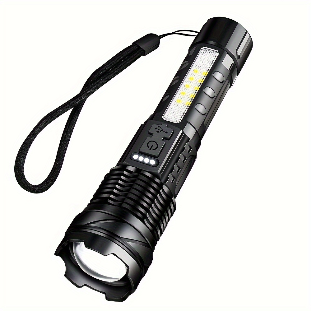 1pc Super Powerful Rechargeable Torch Flood Light, For Outdoor Camping,  Fishing, Hunting, Climbing, Adventure Emergency