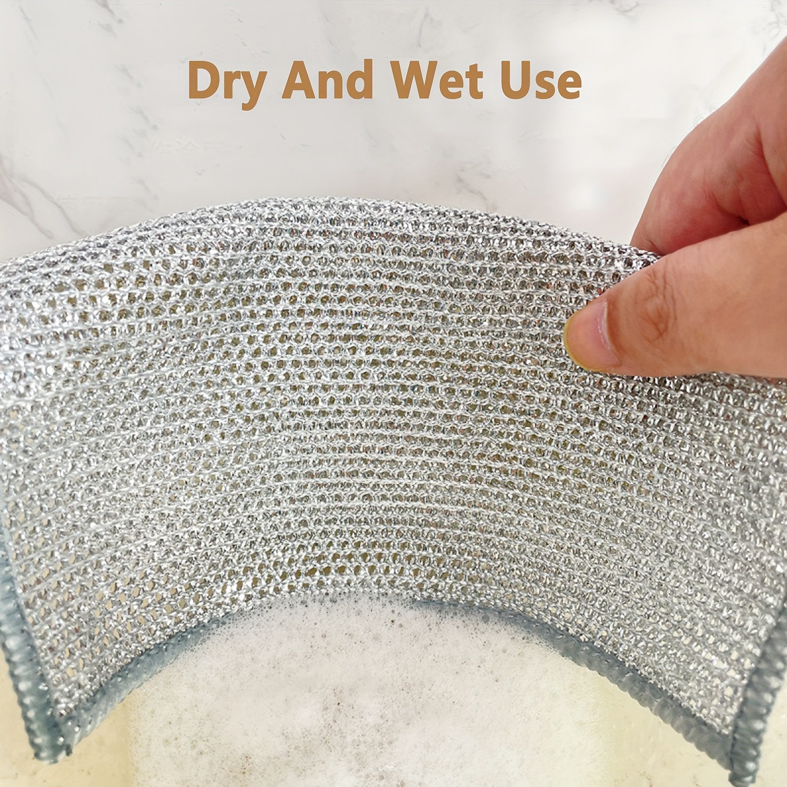 10 Pcs Wire Dishwashing Rags for Wet and Dry, Non-Scratch Wire Dishcloth  for Dishes, Sinks, Counters, Stove Tops, Easy Rinsing, Machine Washable 