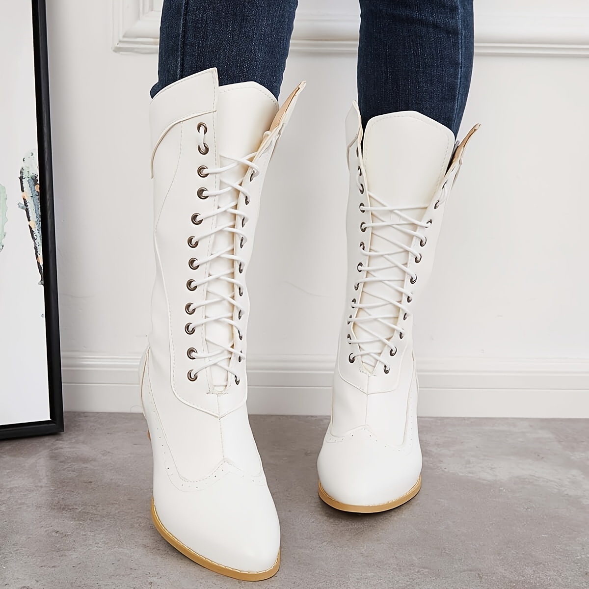 Vintage Lace-up Mid-Calf Boots