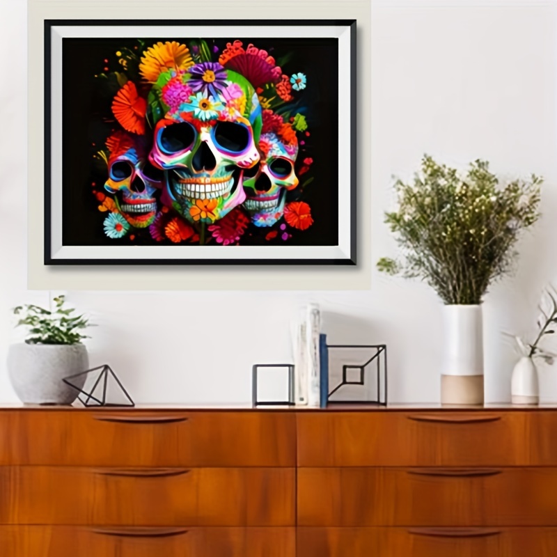 Diy Oil Painting By Numbers For Adults,beginner, Canvas Number Painting For  Adults,acrylic Painting Kit, Diy Paint By Number,decorative Painting,,  Skulls, Flowers - Temu United Arab Emirates