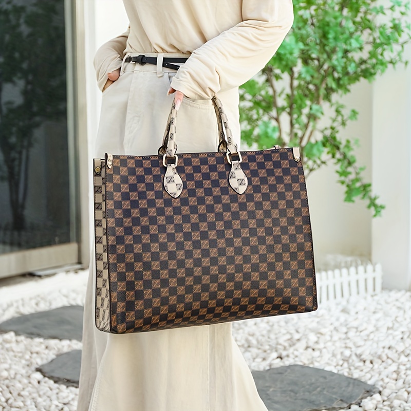 Luxury Plaid Print Tote Bag For Women, Classic Style Shoulder Bag, Large  Capacity Handbag & Satchel Purse