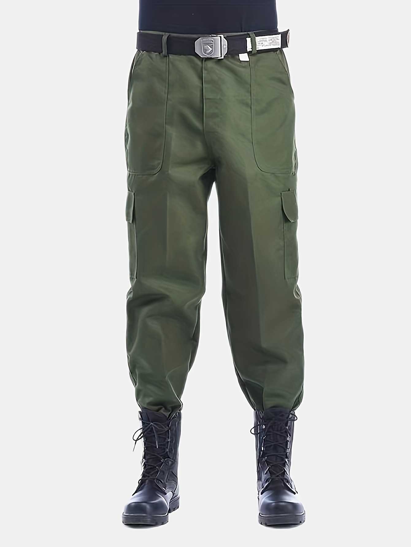 Pantalones Cargo Verde Militar Hombres Talla Grande - Temu