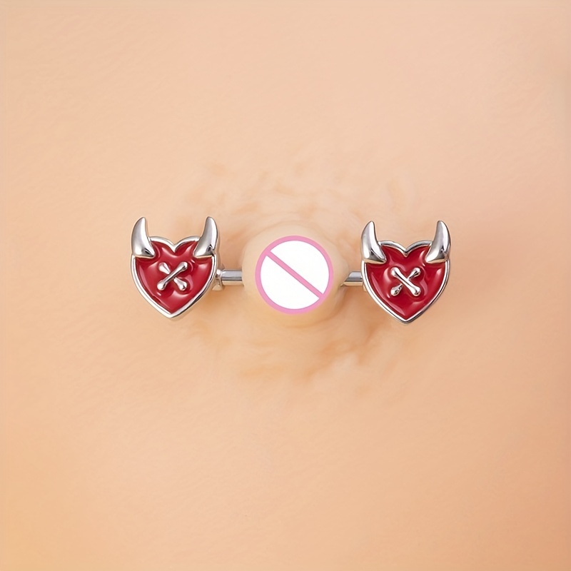 1Pair Cute Nipple Barbell Piercings Stainless Steel Crystal Zircon