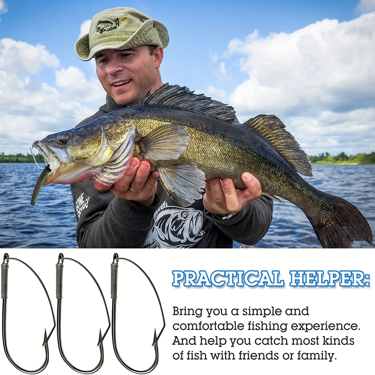 30pcs Weedless Fishing Hooks: 1/0 Carbon Steel Under Hook Single Worm Hook  Bait - Perfect Fishing Accessory