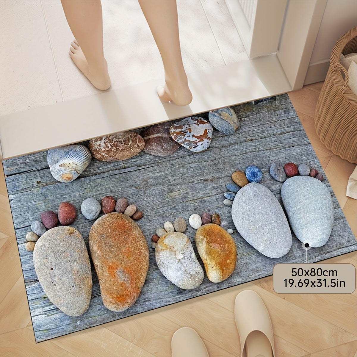 1pc Home Entrance Door Mat With Pebble Pattern, Simple Style, Absorbent,  Bathroom Non-slip Floor Mat