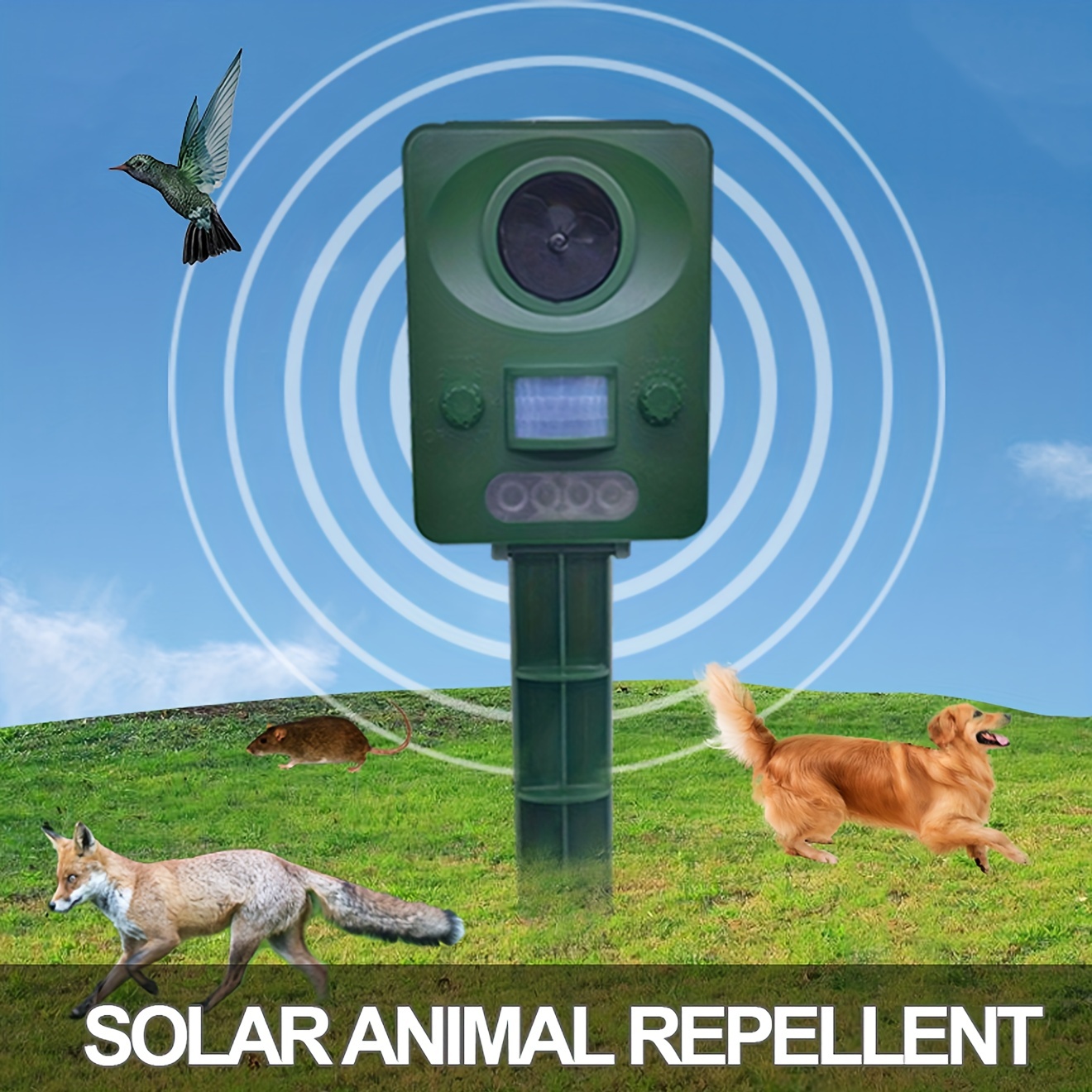 Garten Solar Ultraschall Tierabwehr Katze Abschreckung mit Pir  Bewegungssensor verwendet, um Katze, Hund, Fuchs, wilde Tiere zu vertreiben