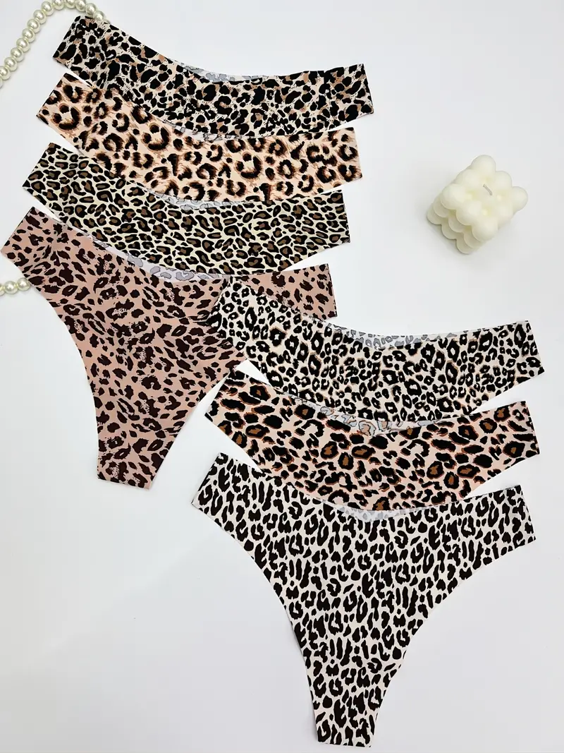 Sexy Seamless Low Waist Leopard Print Thongs Panties Women's - Temu