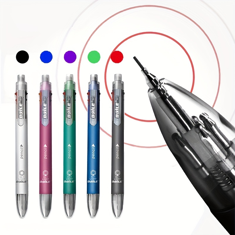 6 Pcs Multicolor Ballpoint Pens 0.5 mm 4-in-1 Colored Pens Color Changing  Pen Retractable Nursing Pens Fine Point Ballpoint Pens for Office School