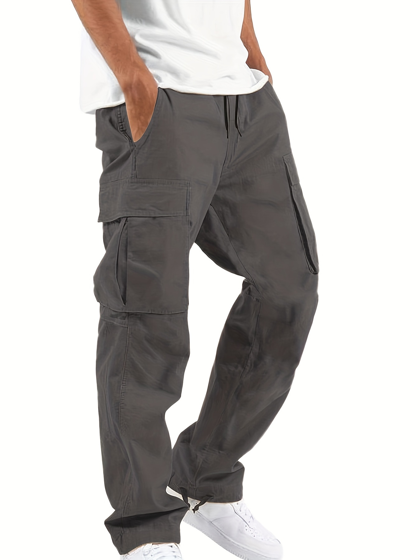 Men's Cargo Sweatpants Open Bottom Straight Leg Casual Fit - Temu