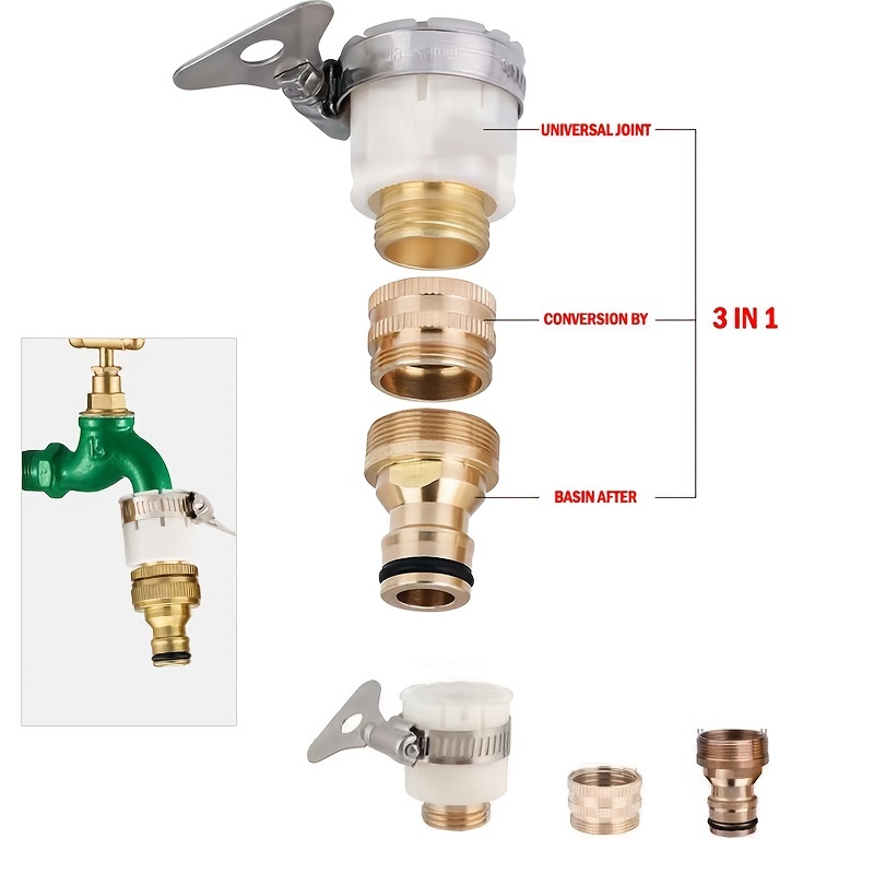 

1 Set 18mm~32mm Universal Kitchen Water Hose Adapter Metal Faucet Connector Mixer Hose Adapter Tube Joint Fitting Garden Watering Tools