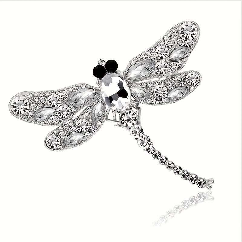 Rhinestone Dragonfly Brooch, Dual Purpose Corsage Pendant