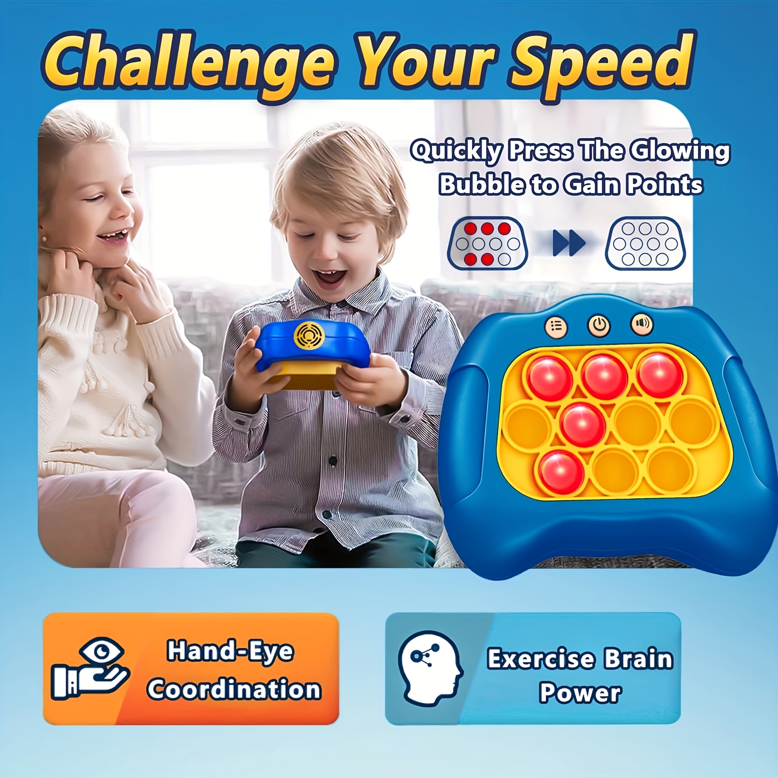 Sensory Fidget Toys for Kids, Light Up Pop It Games Quick Push Pop