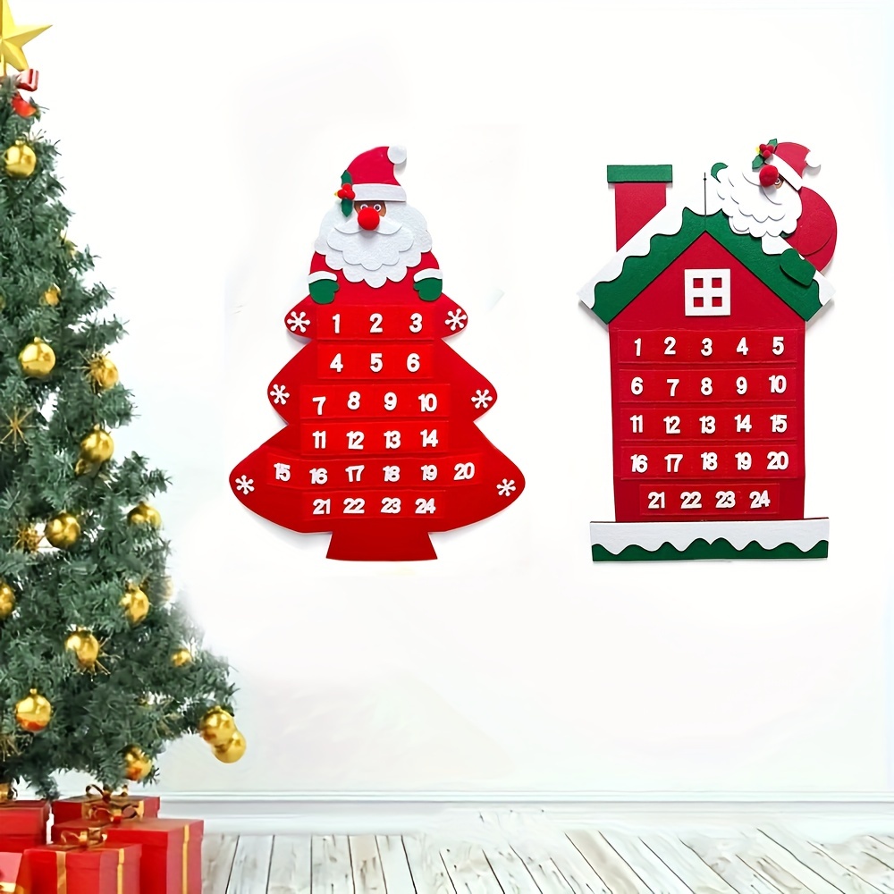 Christmas Countdown Calendar Pendant, Cartoon Old Man House Non-woven  Christmas Tree Felt Calendar, Wall Calendar - Temu