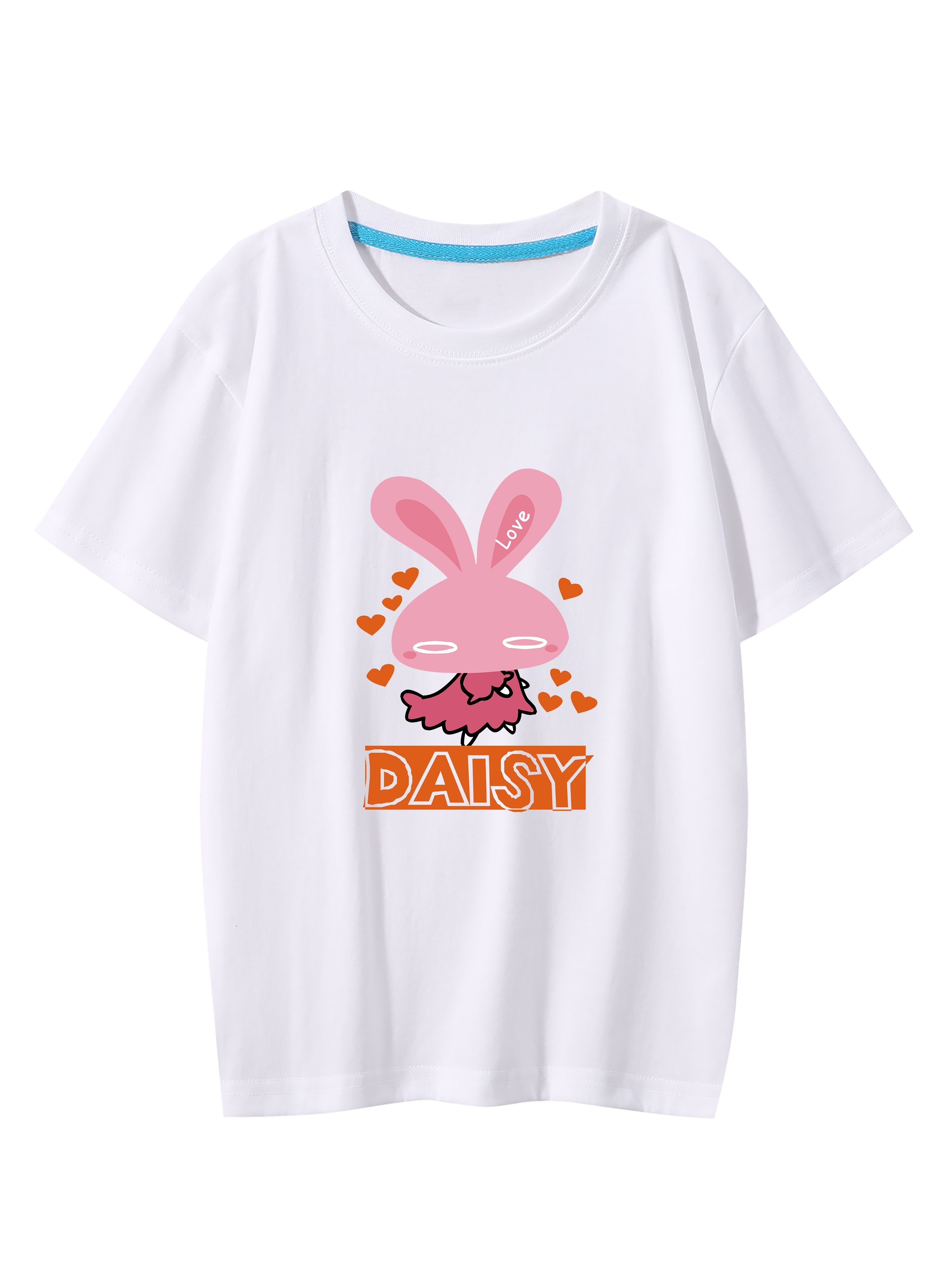 Bunny Print Kid/ Teen Girls' T Shirt Loose Fit Round - Temu Ireland