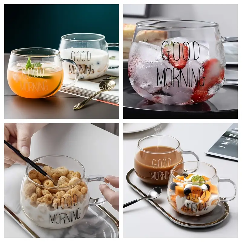 Breakfast Cups With Handles, Clear Tumblers, Round Fun Cups, Good