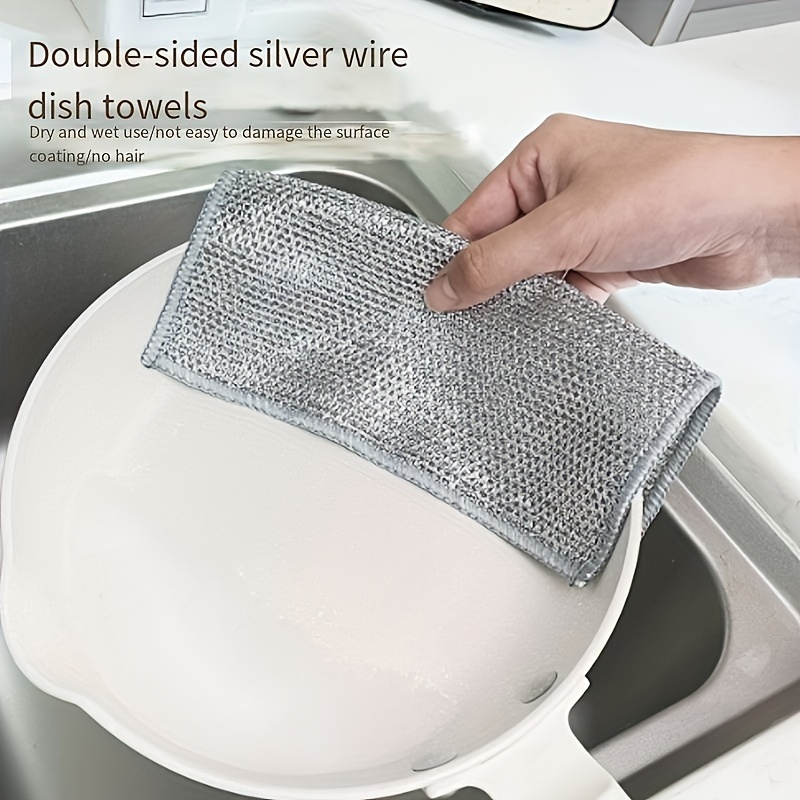 5PACK Multipurpose Wire Dishwashing Rags For Wet And Dry, Steel Wire Dish  Cloth