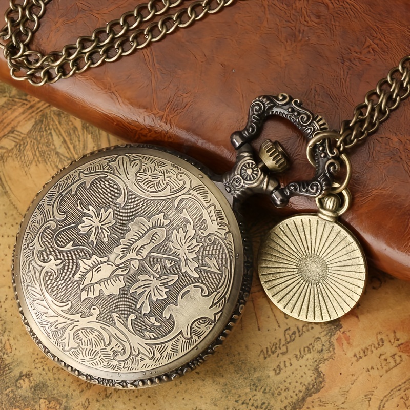  OIFMKC Reloj de bolsillo antiguo retro con números romanos, reloj  de bolsillo de cuarzo, collar de plata y oro, reloj colgante para hombres y  mujeres, cadena plateada de 11.8 in 